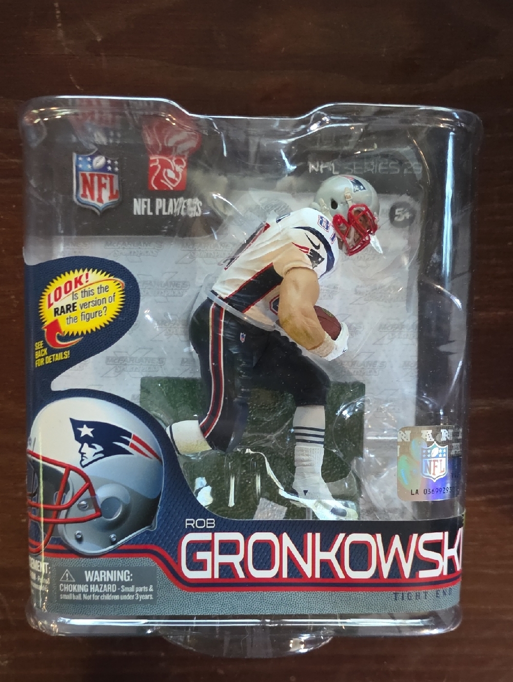 Official NFL Patriots White & Blue Football Action Figure - Rob Gronkowski